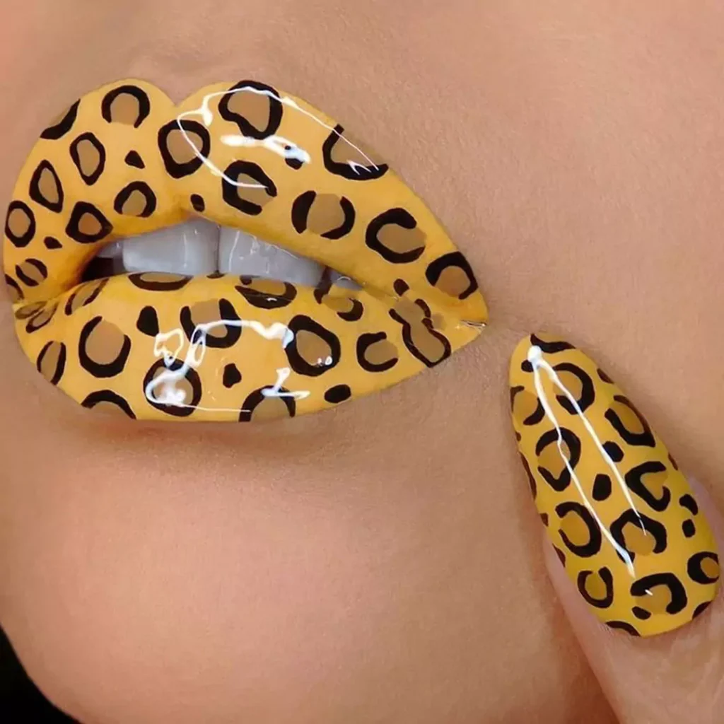 Attractive Leopard lip makeup