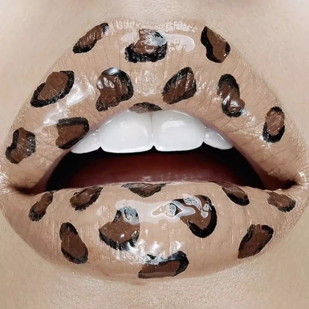 Attractive and special Leopard lip makeup