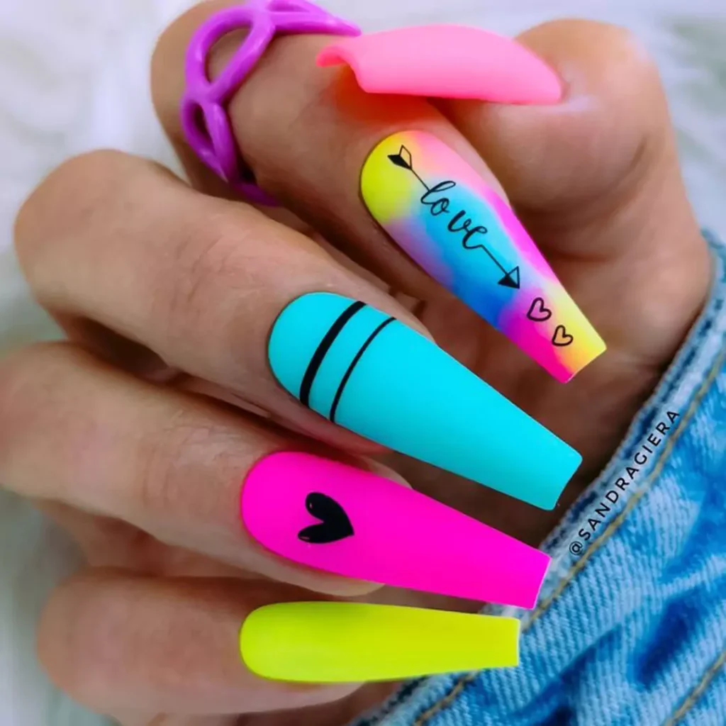 Attractive Neon nail designs