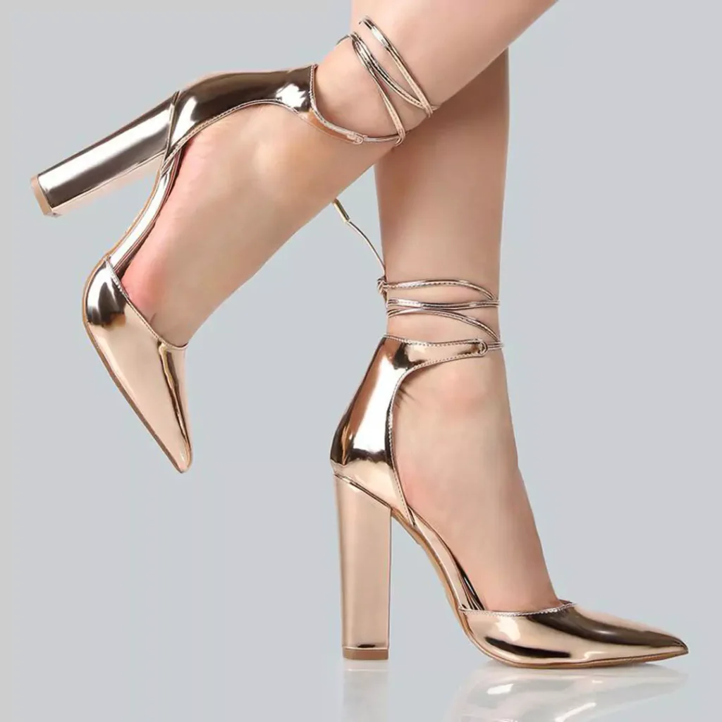 elegant golden high heels shoes 