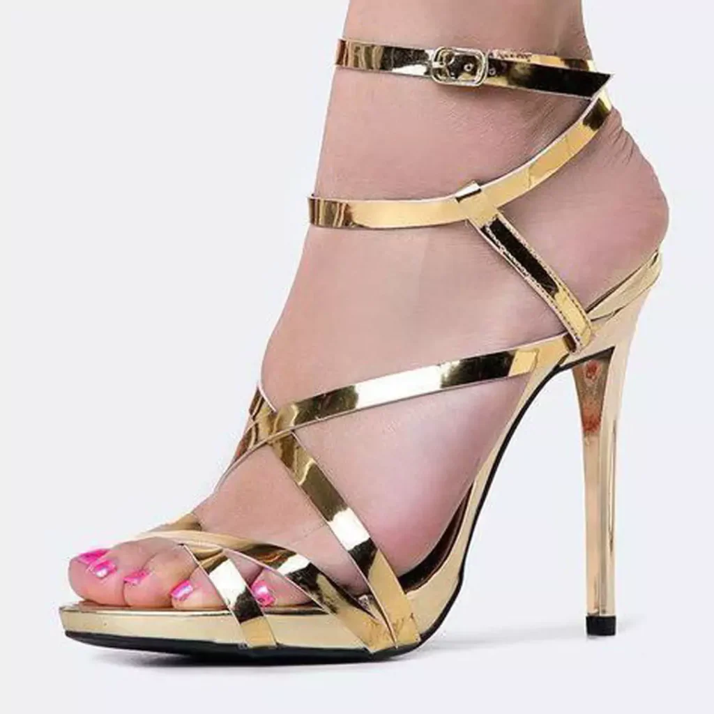 alluring golden high heels shoes 