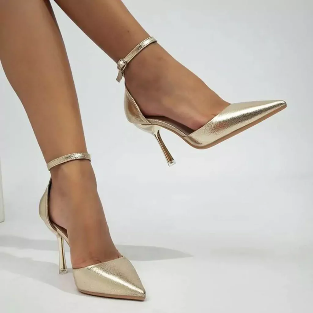 graceful golden high heels shoes 