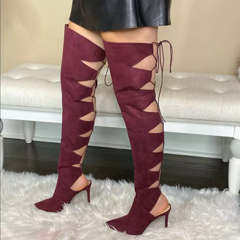 stylish velvet thigh high boots for women 