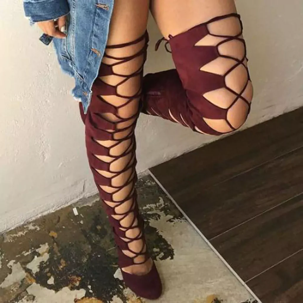 fashionable velvet thigh high boots for women 