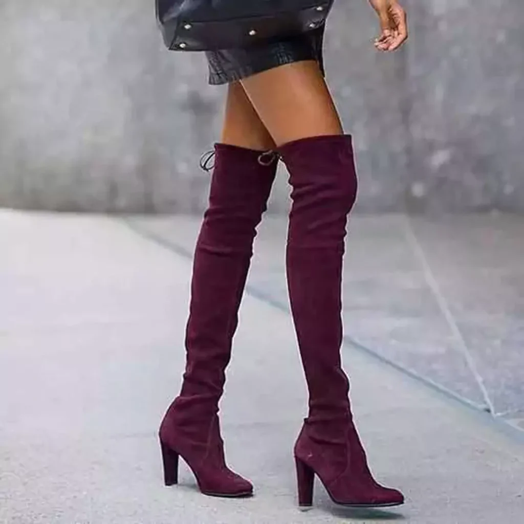 striking velvet thigh high boots for women 