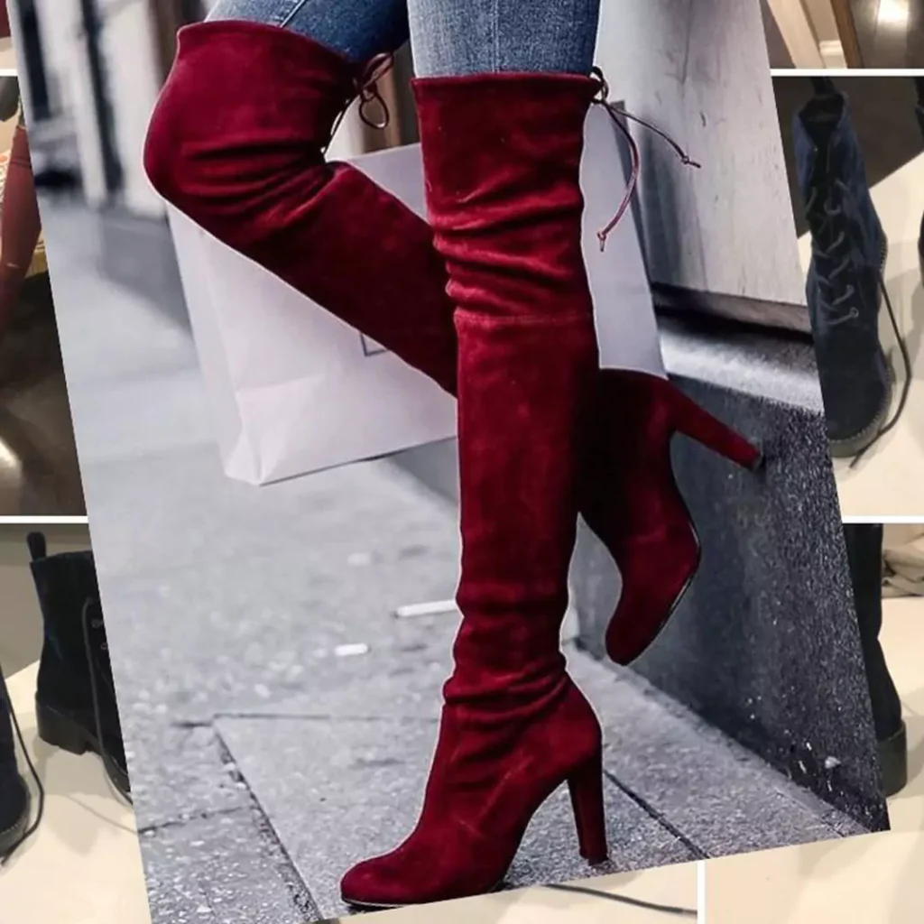 graceful velvet thigh high boots for women 