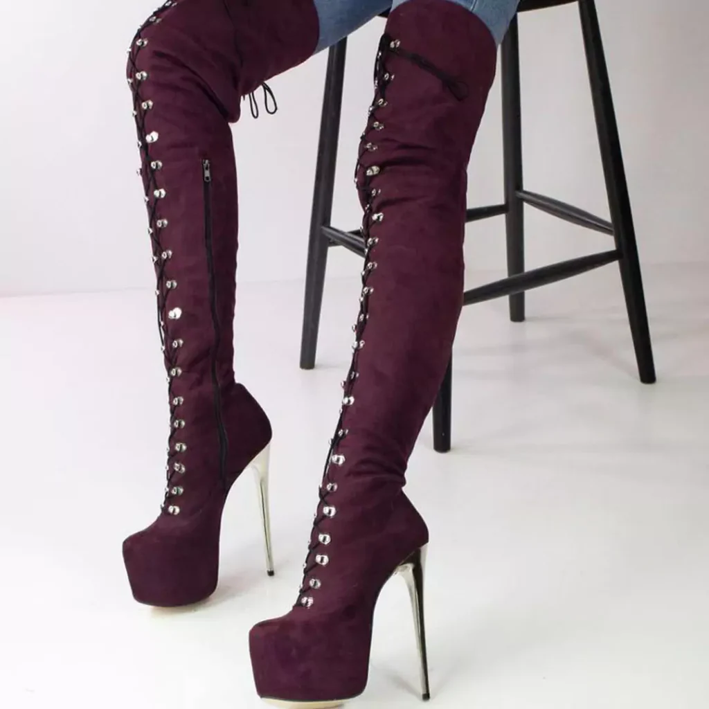 trendy velvet thigh high boots for women 