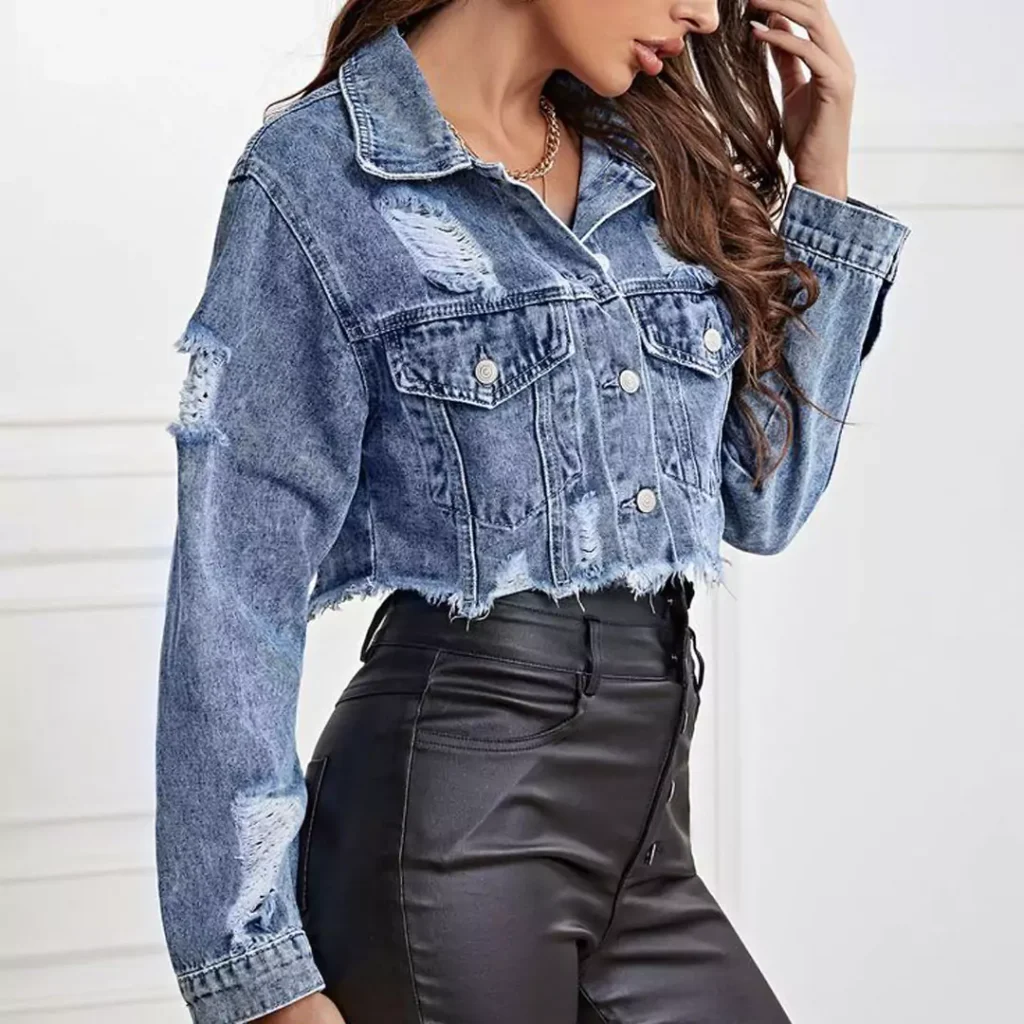 stylish short jean jackets for ladies