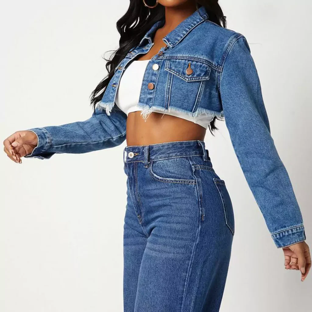 fashionable short jean jackets for ladies