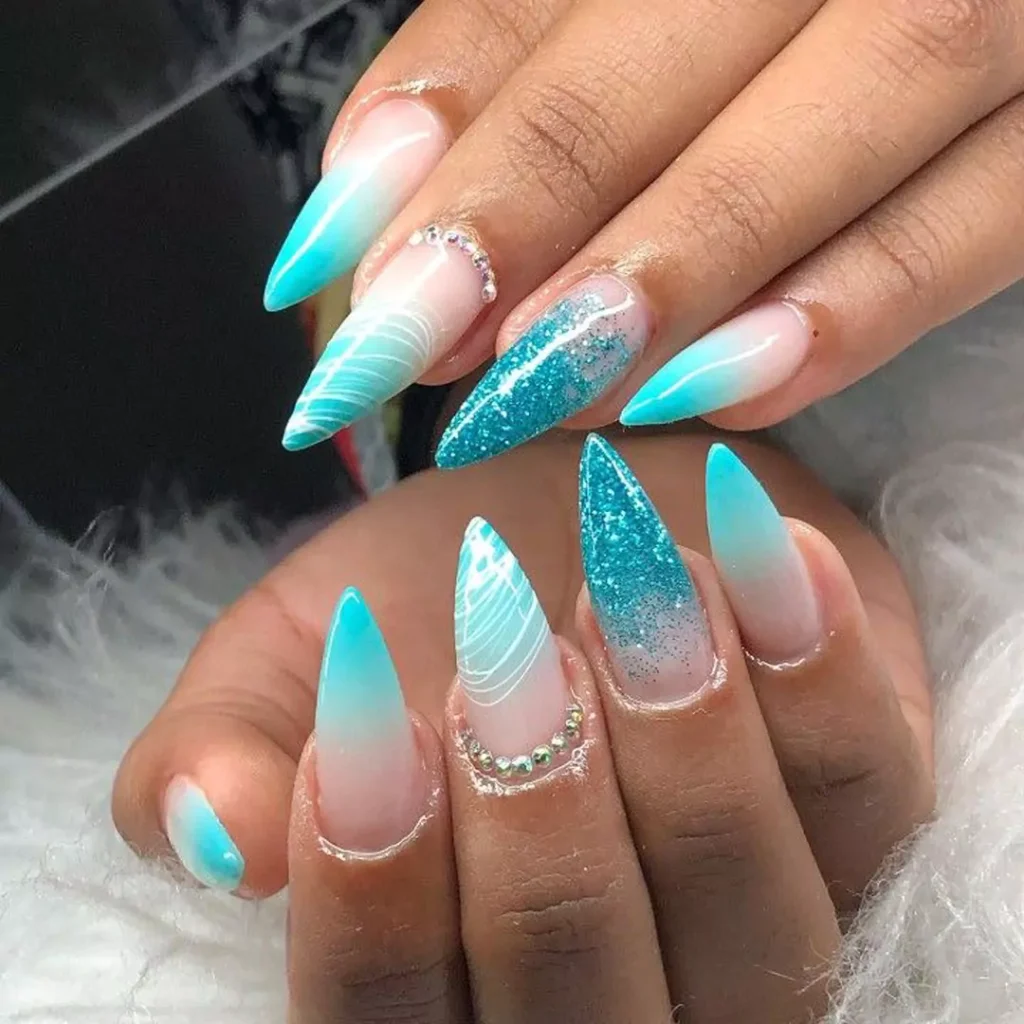 Beautiful and charming blue nail designs