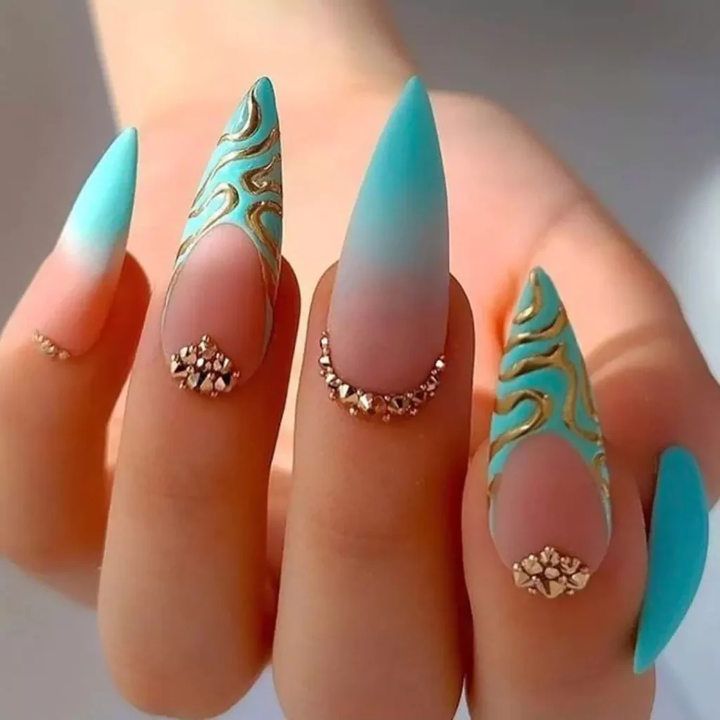 Deceptive blue nail designs