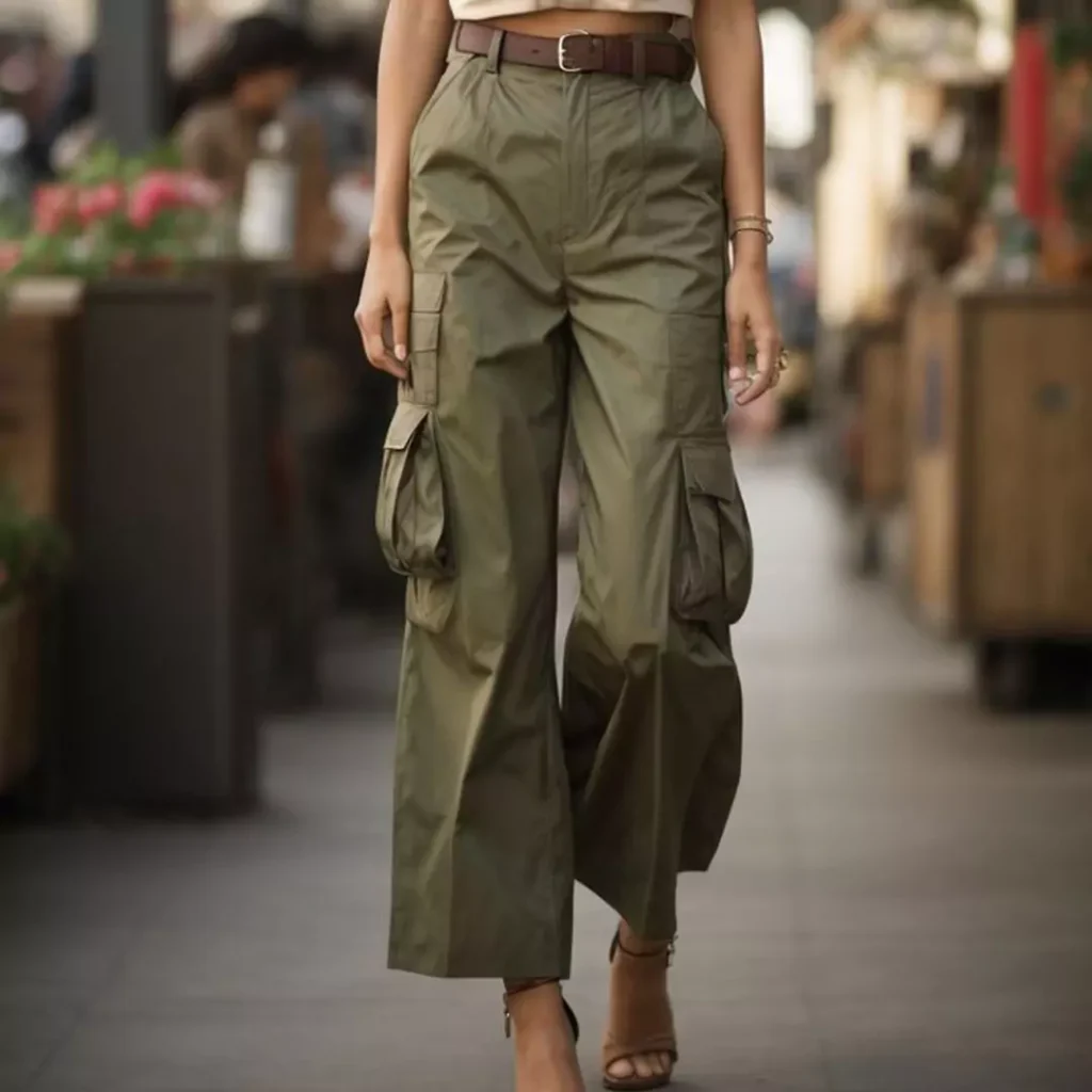 classy cargo pants outfit of women