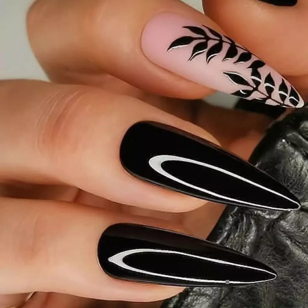 Attractive black nail designs