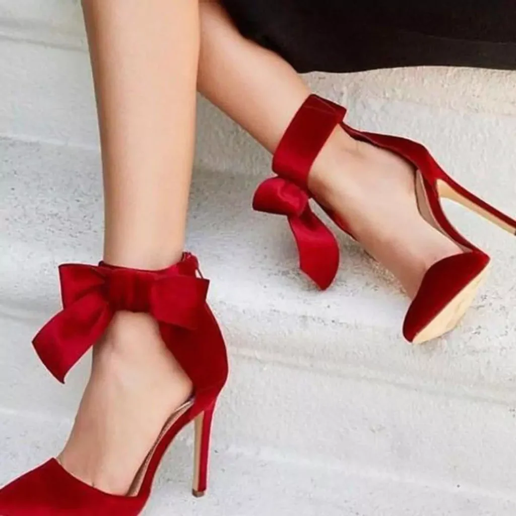 unique red high heels shoes