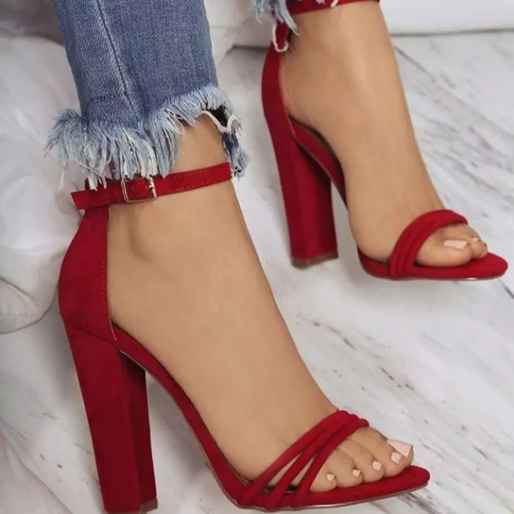 attractive red high heels shoes