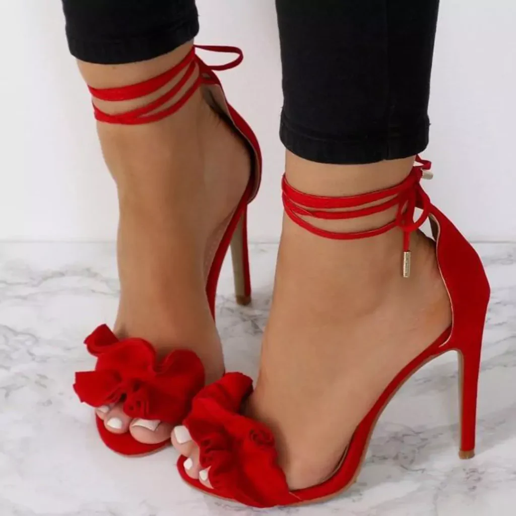 chic red high heels shoes