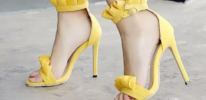 fashionable yellow high heels