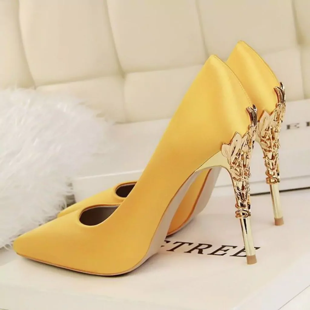 charming yellow high heels