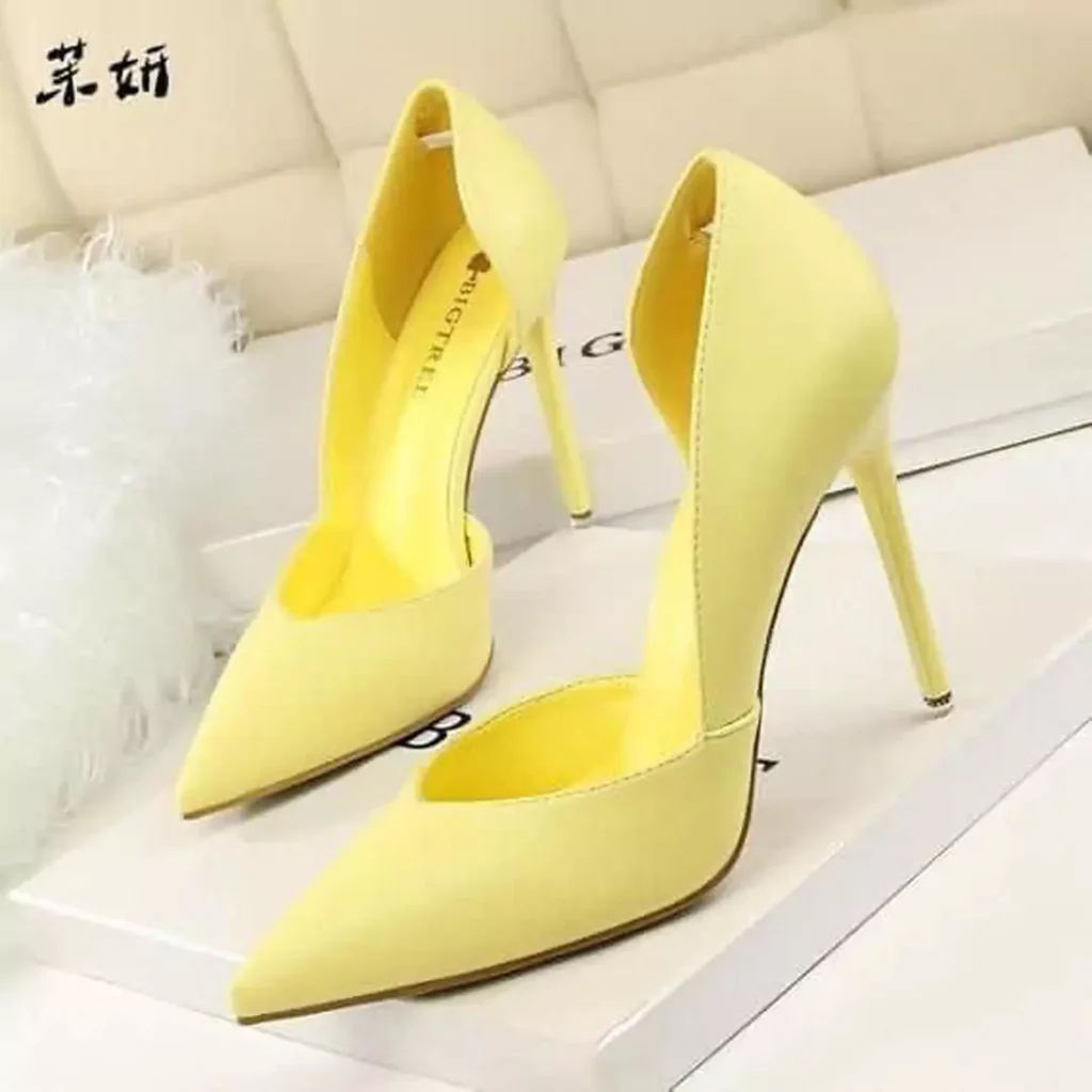 special yellow high heels