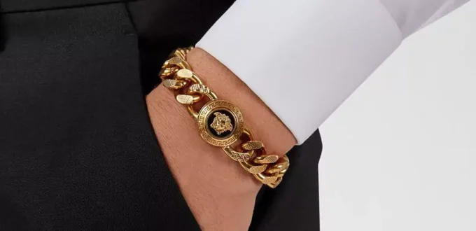 fashionable Versace men's gold bracelet