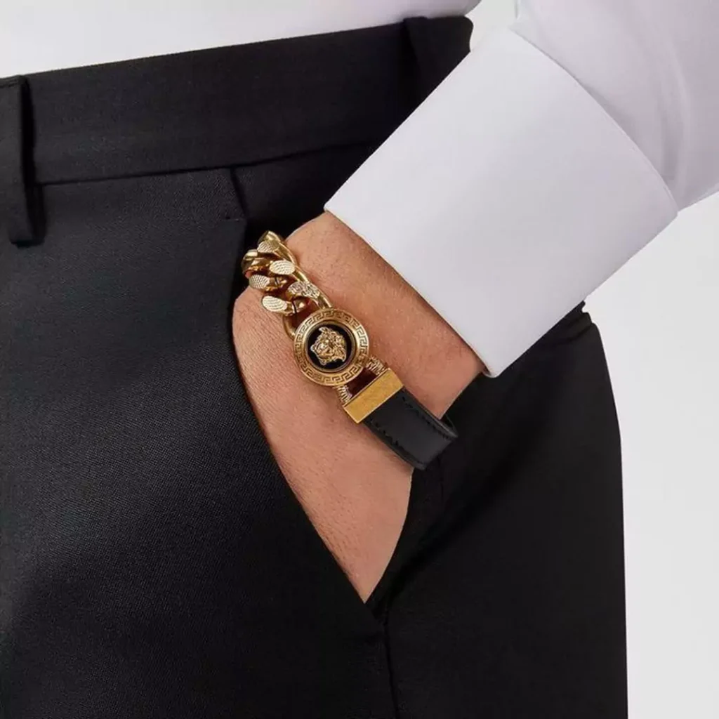 trendy Versace men's gold bracelets 