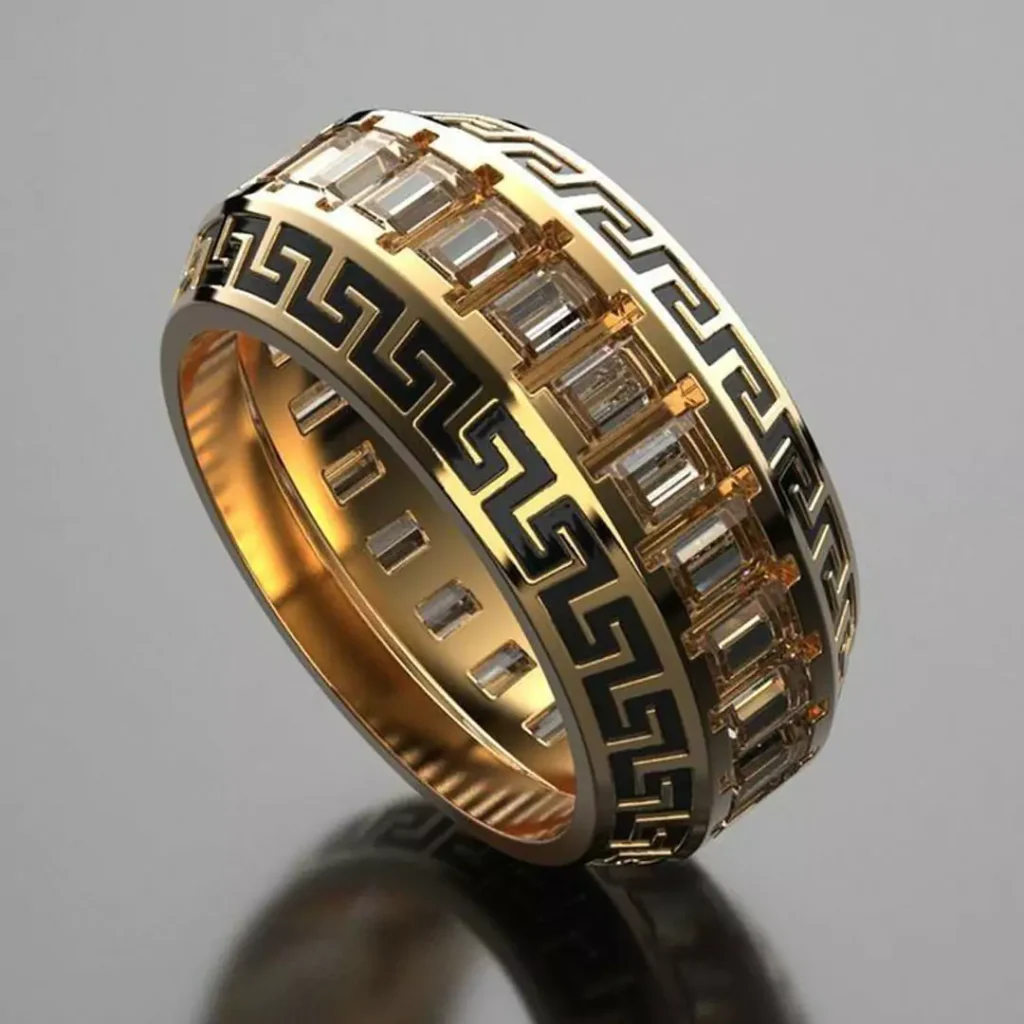 modern Versace men's gold rings