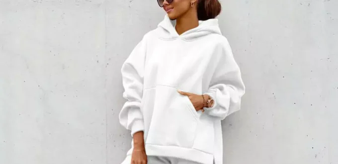 women's classic white hoodie set