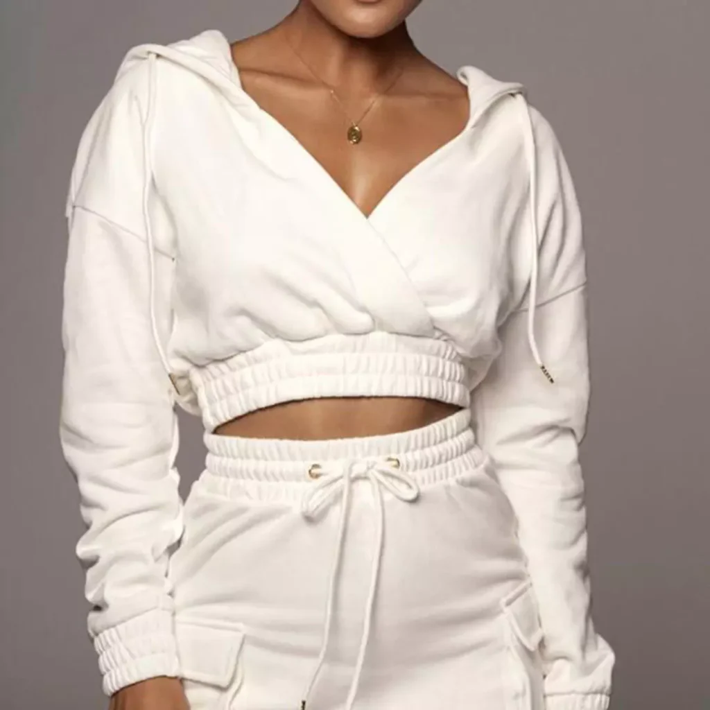 women's modern white hoodie set