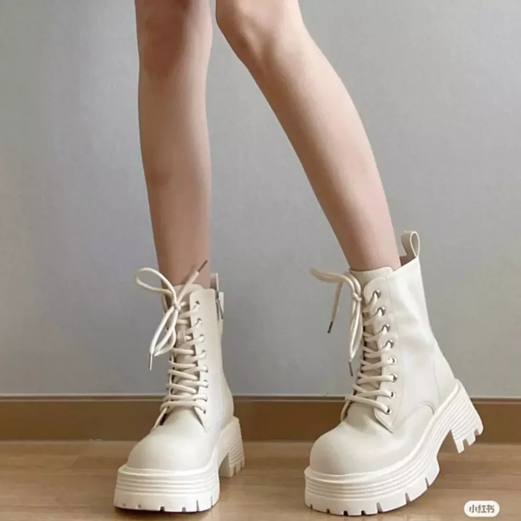 magical white short winter boots outfit for women