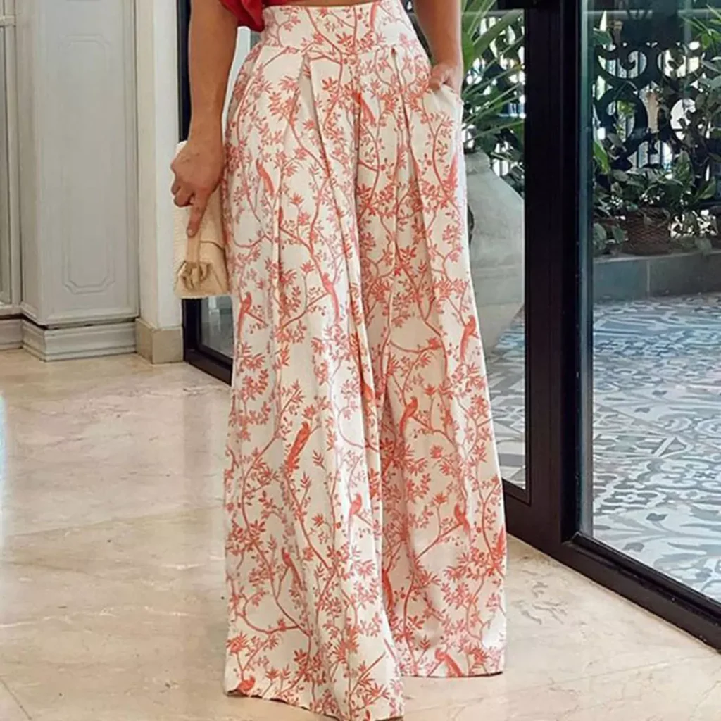 floral wide leg pants for women