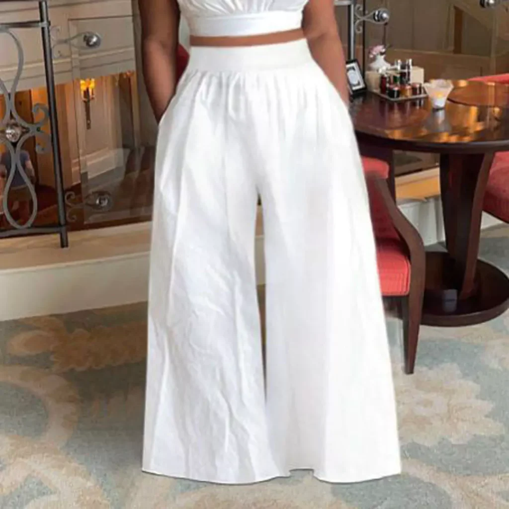 white wide leg pants for women