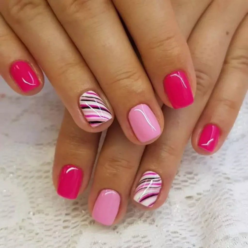 minimalist nail design with pink color theme for spring 2024 