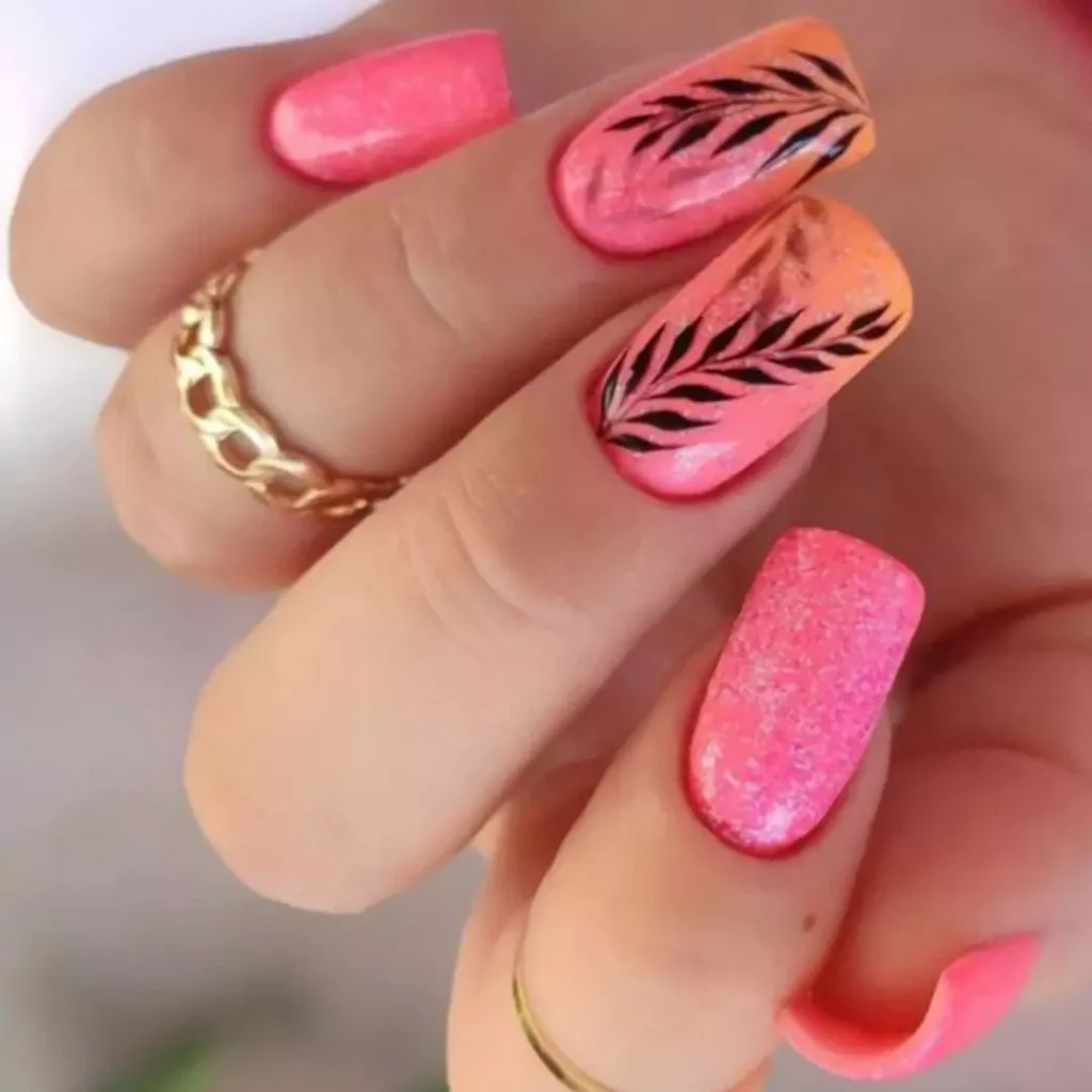 elegant nail design with pink color theme for spring 2024 