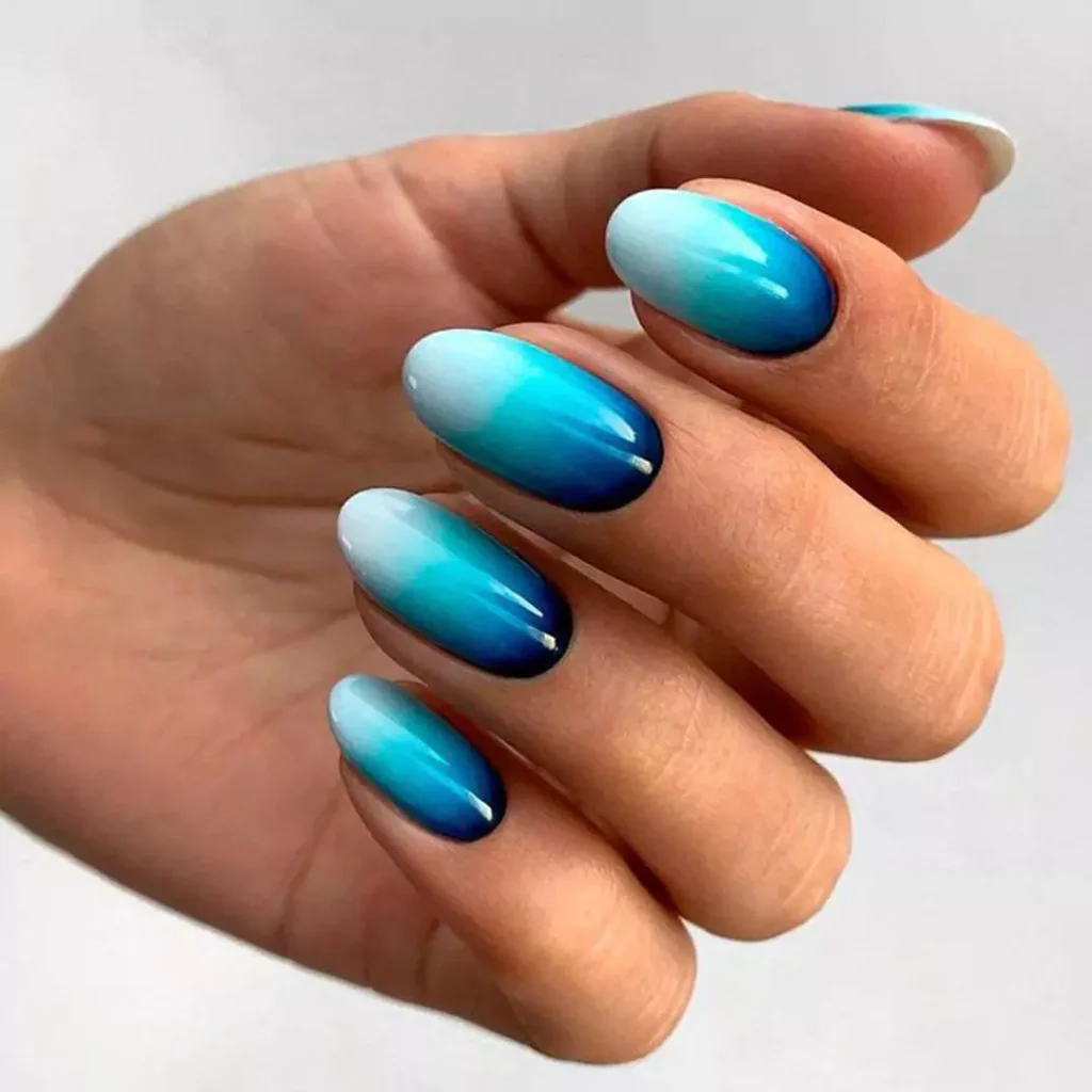 opulent blue ombre nail designs