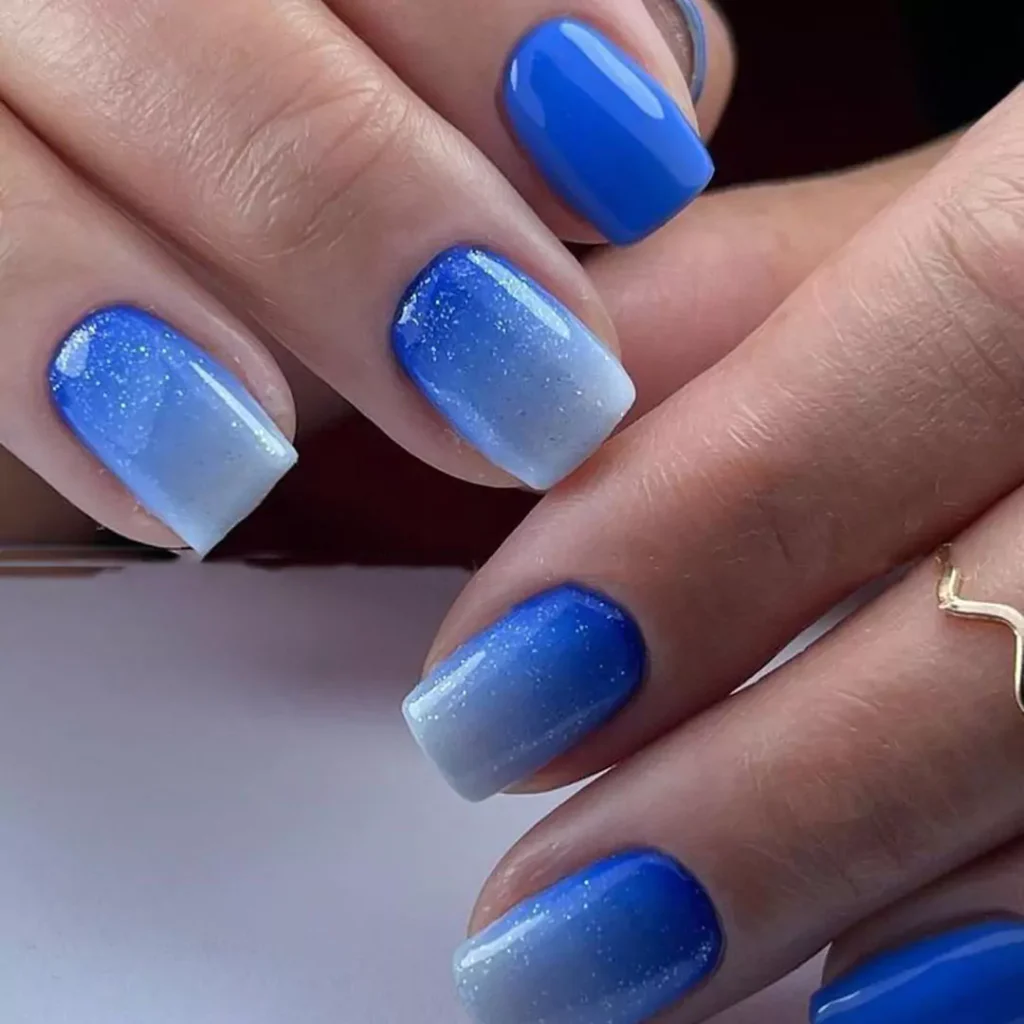 minimalist blue ombre nail designs