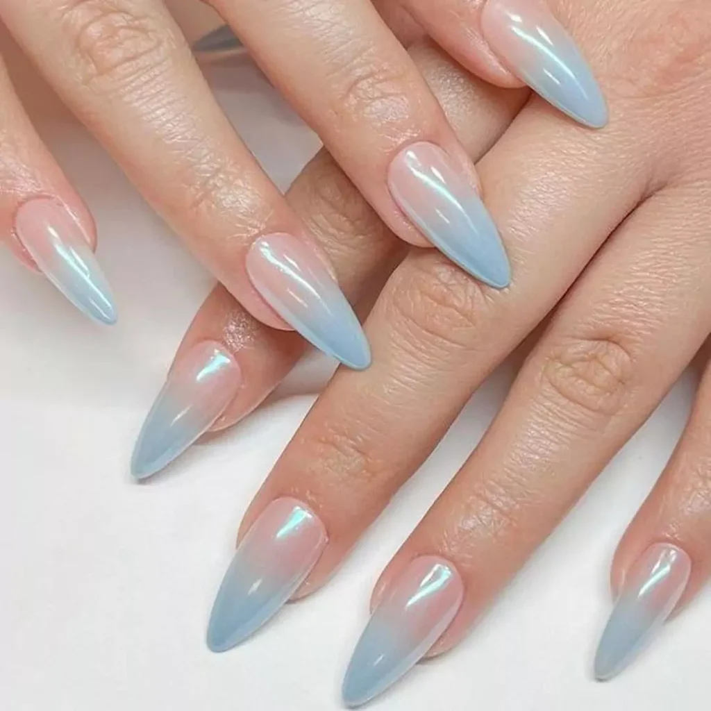 delicate blue ombre nail designs