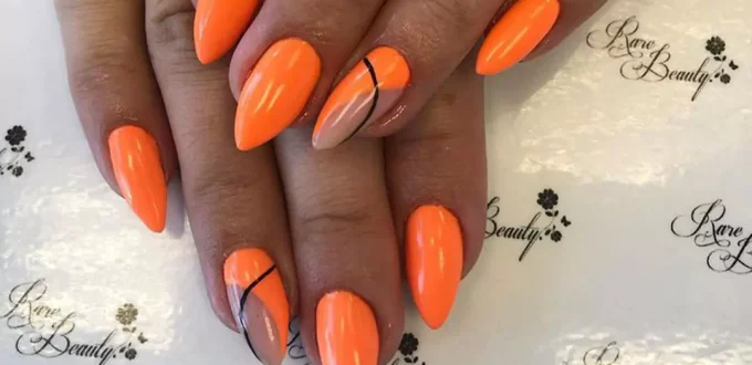 elegant nail designs with an orange theme