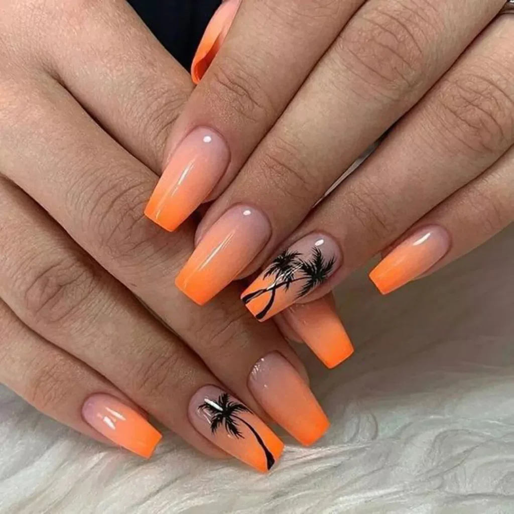 chic nail designs with an orange theme 