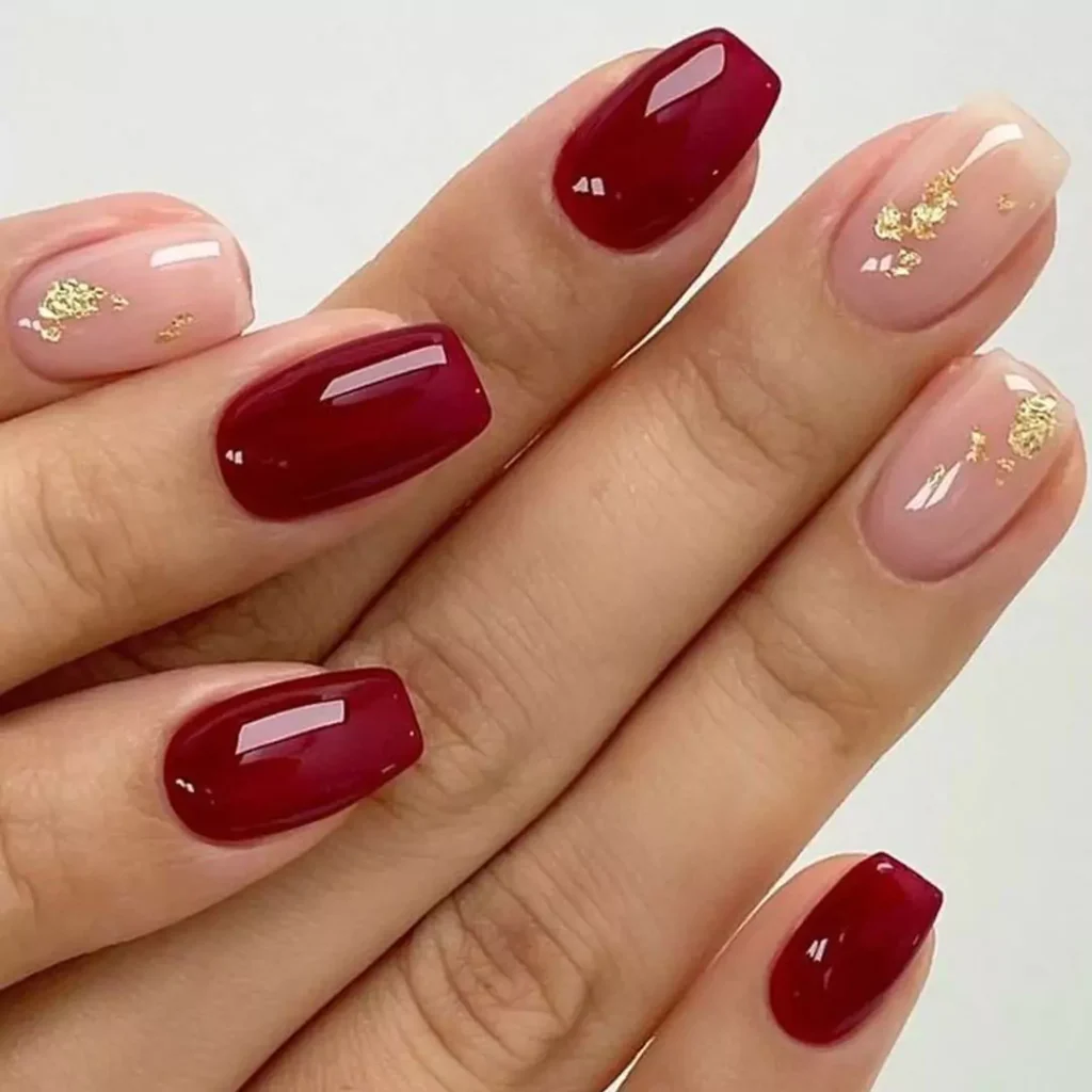 minimalist nail designs with cranberry crimson 