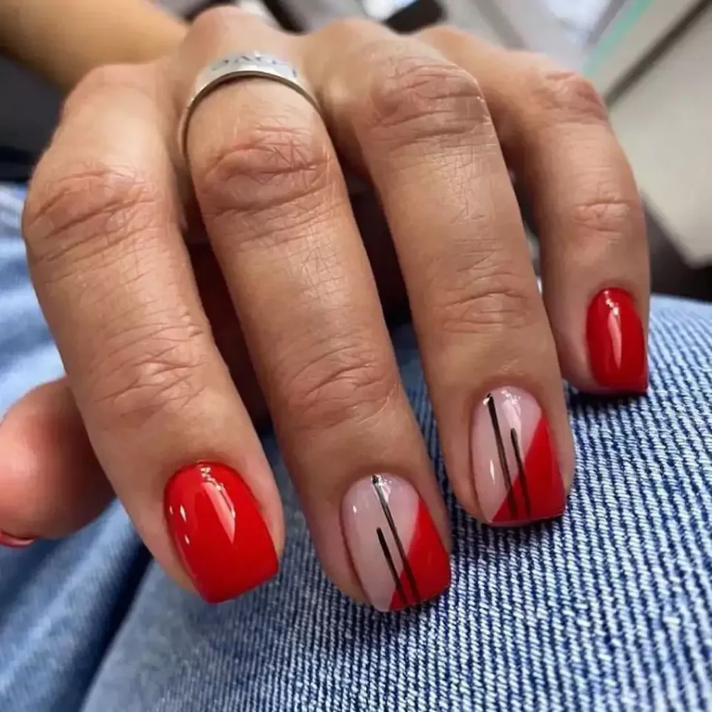 dazzling short red nail designs 