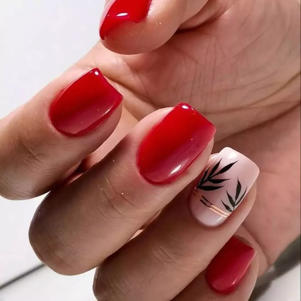 attractive short red nail designs 