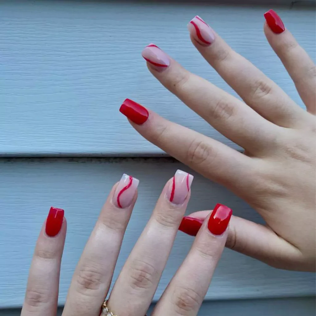 stylish short red nail designs 