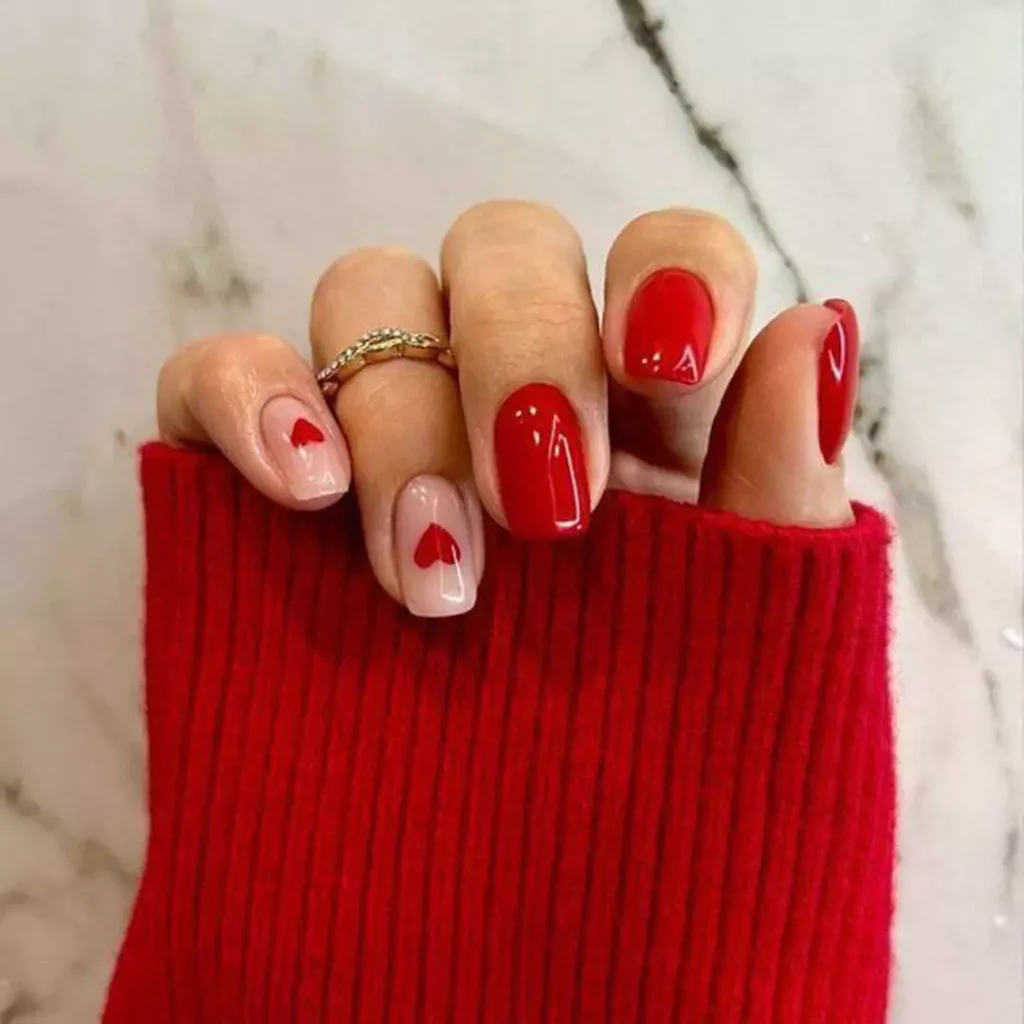 classy short red nail designs 