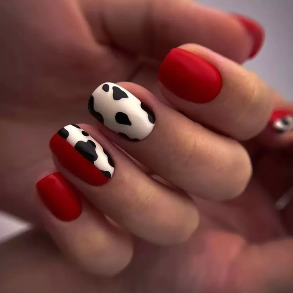 special short red nail designs 