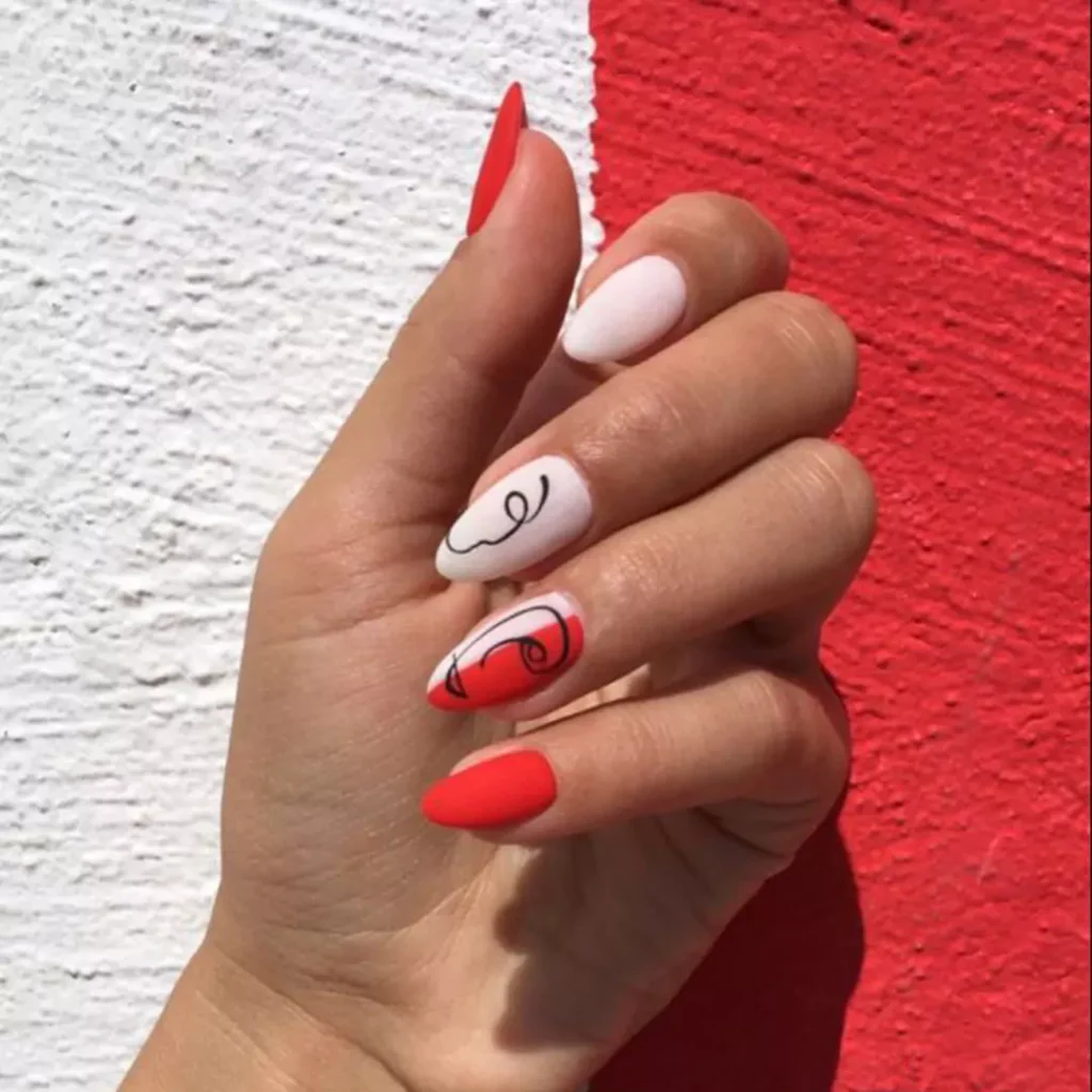 trendy short red nail designs 