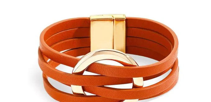 chic leather strap gold bracelets