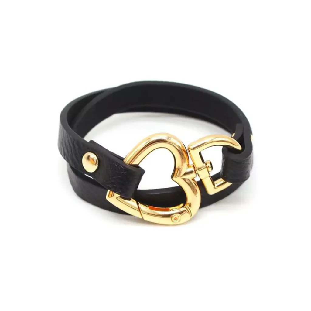 luxurious Leather Strap Gold Bracelets 