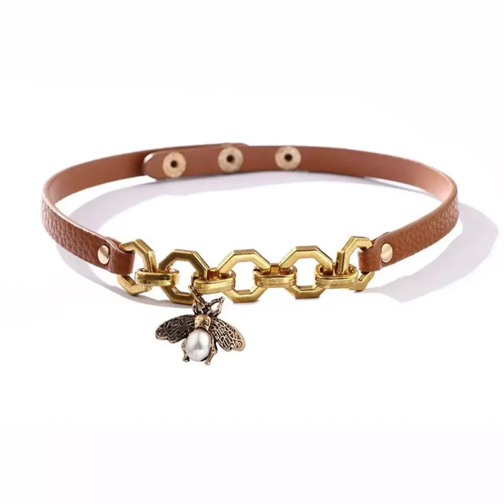 opulent Leather Strap Gold Bracelets 