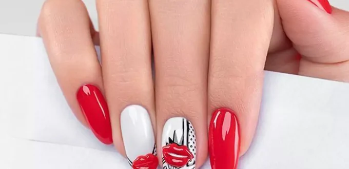 elegant red nail art design