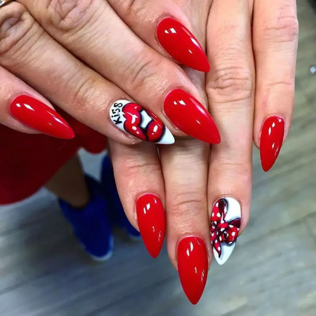 chic red nail art designs 